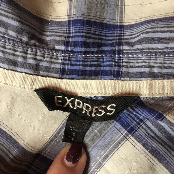 Express plaid look with silver thread Size Small - Picture 7 of 7